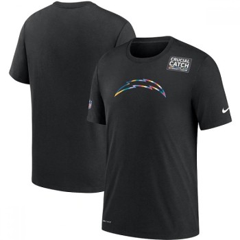 Men's Los Angeles Chargers 2020 Black Sideline Crucial Catch Performance T-Shirt Men's Los Angeles Chargers 2020 Black Sideline Crucial Catch Performance T-Shirt