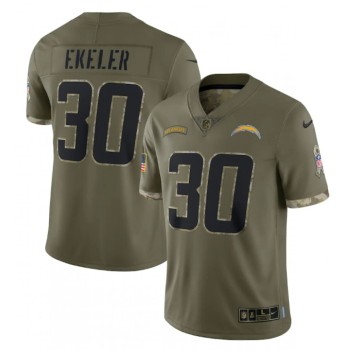 Men's Los Angeles Chargers #30 Austin Ekeler Olive 2022 Salute To Service Limited Stitched Jersey Men's Los Angeles Chargers #30 Austin Ekeler Olive 2022 Salute To Service Limited Stitched Jersey