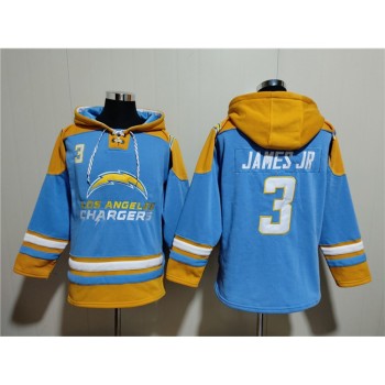 Men's Los Angeles Chargers #3 Derwin James Jr. Blue Ageless Must-Have Lace-Up Pullover Hoodie Men's Los Angeles Chargers #3 Derwin James Jr. Blue Ageless Must-Have Lace-Up Pullover Hoodie