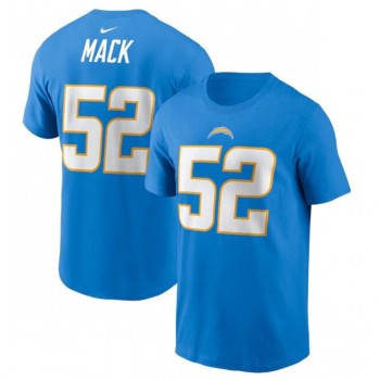 Men's Los Angeles Chargers #52 Khalil Mack 2022 Blue Name & Number T-Shirt Men's Los Angeles Chargers #52 Khalil Mack 2022 Blue Name & Number T-Shirt