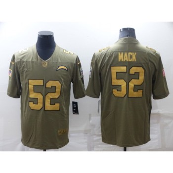 Men's Los Angeles Chargers #52 Khalil Mack Olive/Gold Salute To Service Limited Stitched Jersey Men's Los Angeles Chargers #52 Khalil Mack Olive/Gold Salute To Service Limited Stitched Jersey