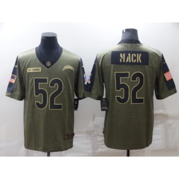 Men's Los Angeles Chargers #52 Khalil Mack Olive Salute To Service Limited Stitched Jersey Men's Los Angeles Chargers #52 Khalil Mack Olive Salute To Service Limited Stitched Jersey