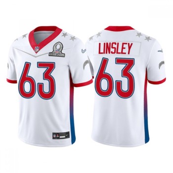 Men's Los Angeles Chargers #63 Corey Linsley 2022 White AFC Pro Bowl Stitched Jersey Men's Los Angeles Chargers #63 Corey Linsley 2022 White AFC Pro Bowl Stitched Jersey