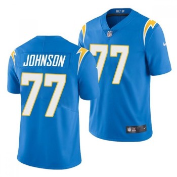 Men's Los Angeles Chargers #77 Zion Johnson Blue Vapor Untouchable Limited Stitched Jersey Men's Los Angeles Chargers #77 Zion Johnson Blue Vapor Untouchable Limited Stitched Jersey