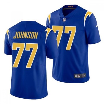 Men's Los Angeles Chargers #77 Zion Johnson Royal Vapor Untouchable Limited Stitched Jersey Men's Los Angeles Chargers #77 Zion Johnson Royal Vapor Untouchable Limited Stitched Jersey