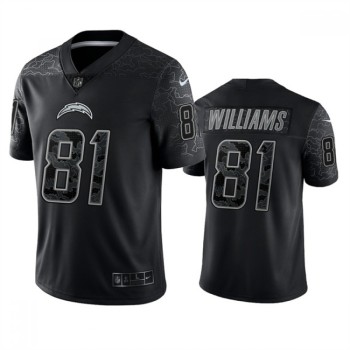 Men's Los Angeles Chargers #81 Mike Williams Black Reflective Limited Stitched Football Jersey Men's Los Angeles Chargers #81 Mike Williams Black Reflective Limited Stitched Football Jersey