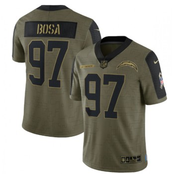 Men's Los Angeles Chargers #97 Joey Bosa 2021 Olive Salute To Service Limited Stitched Jersey Men's Los Angeles Chargers #97 Joey Bosa 2021 Olive Salute To Service Limited Stitched Jersey
