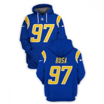 Men's Los Angeles Chargers #97 Joey Bosa 2021 Royal Pullover Hoodie Men's Los Angeles Chargers #97 Joey Bosa 2021 Royal Pullover Hoodie