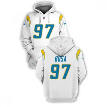 Men's Los Angeles Chargers #97 Joey Bosa 2021 White Pullover Hoodie Men's Los Angeles Chargers #97 Joey Bosa 2021 White Pullover Hoodie