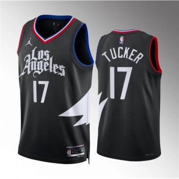 Men's Los Angeles Clippers #17 P.j. Tucker Black Statement Edition Stitched Jersey Men's Los Angeles Clippers #17 P.j. Tucker Black Statement Edition Stitched Jersey