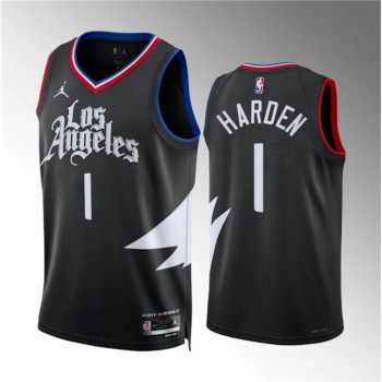 Men's Los Angeles Clippers #1 James Harden Black Statement Edition Stitched Jersey Men's Los Angeles Clippers #1 James Harden Black Statement Edition Stitched Jersey