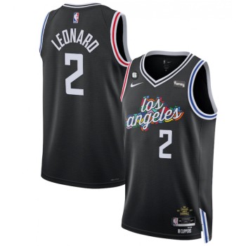 Men's Los Angeles Clippers #2 Kawhi Leonard Black 2022/23 City Edition With NO.6 Patch Stitched Jersey Men's Los Angeles Clippers #2 Kawhi Leonard Black 2022/23 City Edition With NO.6 Patch Stitched Jersey