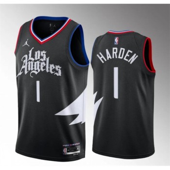 Men's Los Angeles Clippers #1 James Harden Black Statement Edition Stitched Jersey Men's Los Angeles Clippers #1 James Harden Black Statement Edition Stitched Jersey