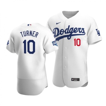 Men's Los Angeles Dodgers #10 Justin Turner 2020 White World Series Champions Patch Flex Base Sttiched Jersey Men's Los Angeles Dodgers #10 Justin Turner 2020 White World Series Champions Patch Flex Base Sttiched Jersey