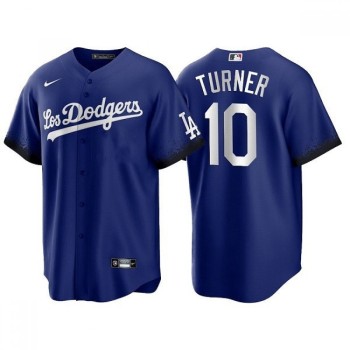 Men's Los Angeles Dodgers #10 Justin Turner 2021 Royal City Connect Cool Base Stitched Baseball Jersey Men's Los Angeles Dodgers #10 Justin Turner 2021 Royal City Connect Cool Base Stitched Baseball Jersey