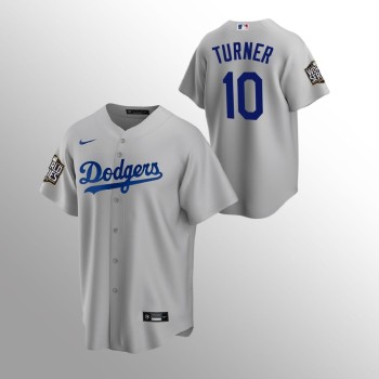 Men's Los Angeles Dodgers #10 Justin Turner Grey 2020 World Series Bound stitched Jersey Men's Los Angeles Dodgers #10 Justin Turner Grey 2020 World Series Bound stitched Jersey