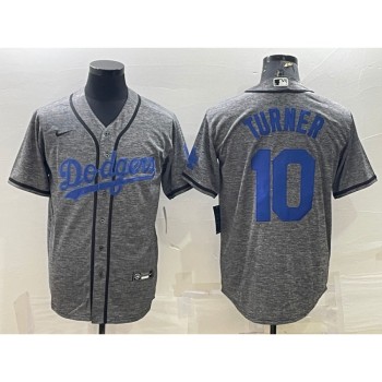 Men's Los Angeles Dodgers #10 Justin Turner Grey Cool Base Stitched Jersey Men's Los Angeles Dodgers #10 Justin Turner Grey Cool Base Stitched Jersey