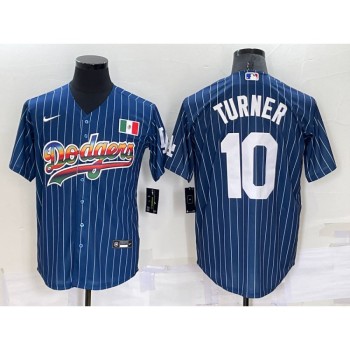 Men's Los Angeles Dodgers #10 Justin Turner Navy Mexico Rainbow Cool Base Stitched Baseball Jersey Men's Los Angeles Dodgers #10 Justin Turner Navy Mexico Rainbow Cool Base Stitched Baseball Jersey