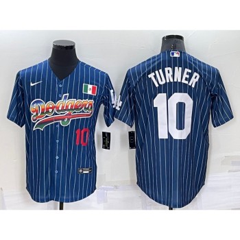 Men's Los Angeles Dodgers #10 Justin Turner Navy Mexico Rainbow Cool Base Stitched Baseball Jersey Men's Los Angeles Dodgers #10 Justin Turner Navy Mexico Rainbow Cool Base Stitched Baseball Jersey