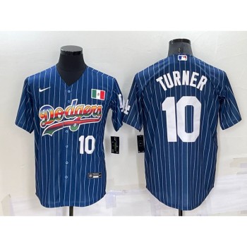 Men's Los Angeles Dodgers #10 Justin Turner Navy Mexico Rainbow Cool Base Stitched Baseball Jersey Men's Los Angeles Dodgers #10 Justin Turner Navy Mexico Rainbow Cool Base Stitched Baseball Jersey