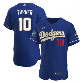 Men's Los Angeles Dodgers #10 Justin Turner Royal Blue Championship Flex Base Sttiched MLB Jersey Men's Los Angeles Dodgers #10 Justin Turner Royal Blue Championship Flex Base Sttiched MLB Jersey