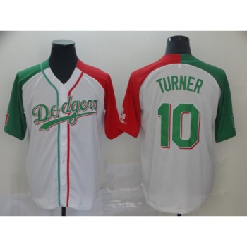 Men's Los Angeles Dodgers #10 Justin Turner White Green Stitched Baseball Jersey Men's Los Angeles Dodgers #10 Justin Turner White Green Stitched Baseball Jersey