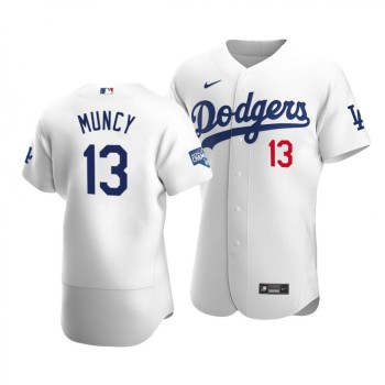 Men's Los Angeles Dodgers #13 Max Muncy 2020 White World Series Champions Patch Flex Base Sttiched Jersey Men's Los Angeles Dodgers #13 Max Muncy 2020 White World Series Champions Patch Flex Base Sttiched Jersey