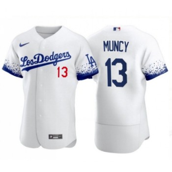Men's Los Angeles Dodgers #13 Max Muncy 2021 White City Connect Flex Base Stitched Baseball Jersey Men's Los Angeles Dodgers #13 Max Muncy 2021 White City Connect Flex Base Stitched Baseball Jersey