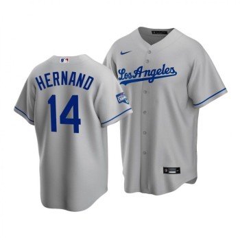 Men's Los Angeles Dodgers #14 Kike Hernandez Grey 2020 World Series Champions Home Patch Stitched Jersey Men's Los Angeles Dodgers #14 Kike Hernandez Grey 2020 World Series Champions Home Patch Stitched Jersey