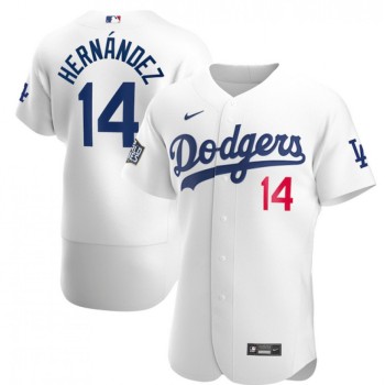 Men's Los Angeles Dodgers #14 Kike Hernandez White 2020 World Series Bound stitched Jersey Men's Los Angeles Dodgers #14 Kike Hernandez White 2020 World Series Bound stitched Jersey
