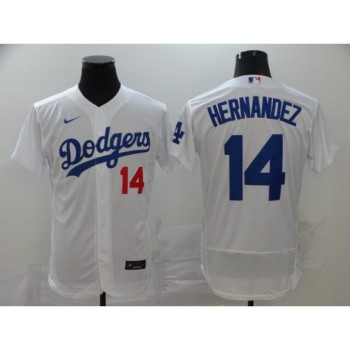 Men's Los Angeles Dodgers #14 Kike Hernandez White Flex Base Stitched MLB Jersey Men's Los Angeles Dodgers #14 Kike Hernandez White Flex Base Stitched MLB Jersey
