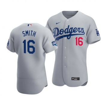 Men's Los Angeles Dodgers #16 Will Smith 2020 Grey World Series Champions Patch Flex Base Sttiched Jersey Men's Los Angeles Dodgers #16 Will Smith 2020 Grey World Series Champions Patch Flex Base Sttiched Jersey