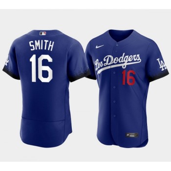 Men's Los Angeles Dodgers #16 Will Smith 2021 Royal City Connect Flex Base Stitched Baseball Jersey Men's Los Angeles Dodgers #16 Will Smith 2021 Royal City Connect Flex Base Stitched Baseball Jersey
