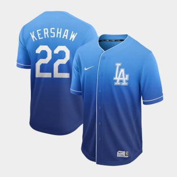 Men's Los Angeles Dodgers #22 Clayton Kershaw Blue Fade Cooperstown Collection Legend Stitched MLB Jersey Men's Los Angeles Dodgers #22 Clayton Kershaw Blue Fade Cooperstown Collection Legend Stitched MLB Jersey