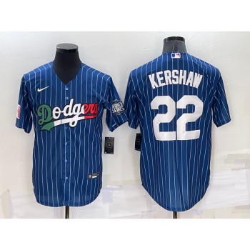 Men's Los Angeles Dodgers #22 Clayton Kershaw Navy Mexico World Series Cool Base Stitched Baseball Jersey Men's Los Angeles Dodgers #22 Clayton Kershaw Navy Mexico World Series Cool Base Stitched Baseball Jersey