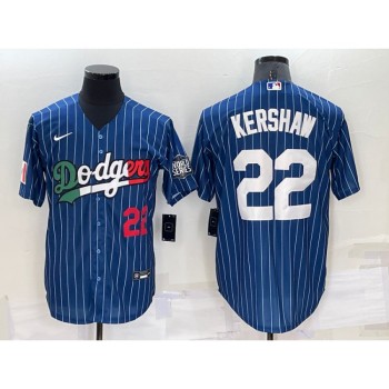 Men's Los Angeles Dodgers #22 Clayton Kershaw Navy Mexico World Series Cool Base Stitched Baseball Jersey Men's Los Angeles Dodgers #22 Clayton Kershaw Navy Mexico World Series Cool Base Stitched Baseball Jersey