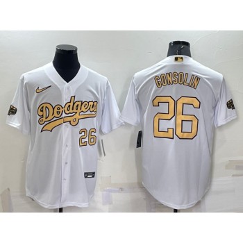 Men's Los Angeles Dodgers #26 Tony Gonsolin 2022 All-Star White Cool Base Stitched Baseball Jersey Men's Los Angeles Dodgers #26 Tony Gonsolin 2022 All-Star White Cool Base Stitched Baseball Jersey