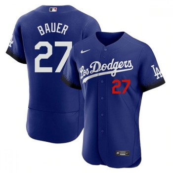 Men's Los Angeles Dodgers #27 Trevor Bauer 2021 Royal City Connect Flex Base Stitched Baseball Jersey Men's Los Angeles Dodgers #27 Trevor Bauer 2021 Royal City Connect Flex Base Stitched Baseball Jersey