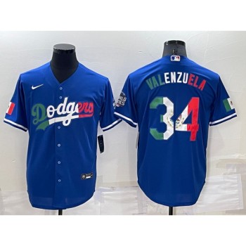 Men's Los Angeles Dodgers #34 Toro Valenzuela Royal Mexico Cool Base Stitched Baseball Jersey Men's Los Angeles Dodgers #34 Toro Valenzuela Royal Mexico Cool Base Stitched Baseball Jersey