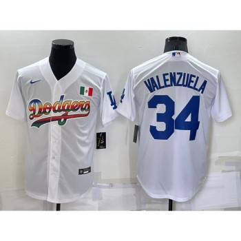 Men's Los Angeles Dodgers #34 Toro Valenzuela White Cool Base Stitched Baseball Jersey