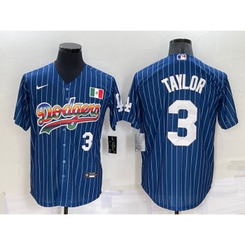 Men's Los Angeles Dodgers #3 Chris Taylor Navy Mexico Rainbow Cool Base Stitched Baseball Jersey Men's Los Angeles Dodgers #3 Chris Taylor Navy Mexico Rainbow Cool Base Stitched Baseball Jersey