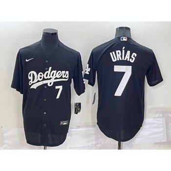 Men's Los Angeles Dodgers #7 Julio Urias Black Cool Base Stitched Jersey