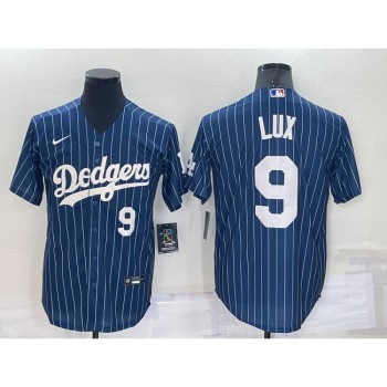 Men's Los Angeles Dodgers #9 Gavin Lux Navy Cool Base Stitched Jersey