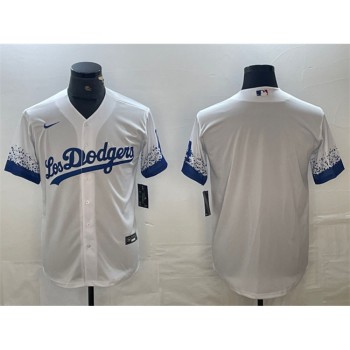 Men's Los Angeles Dodgers Blank White City Connect Cool Base Stitched Baseball Jersey Men's Los Angeles Dodgers Blank White City Connect Cool Base Stitched Baseball Jersey