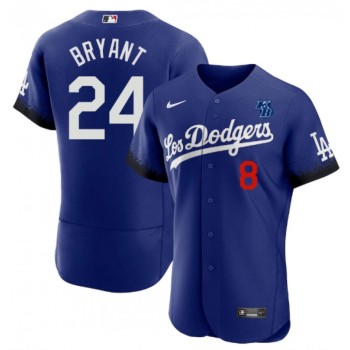 Men's Los Angeles Dodgers Front #8 Back #24 Kobe Bryant 2021 Royal City Connect Flex Base Stitched Baseball Jersey