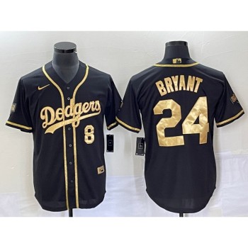 Men's Los Angeles Dodgers Front #8 Back #24 Kobe Bryant Black Gold Cool Base Stitched Baseball Jersey Men's Los Angeles Dodgers Front #8 Back #24 Kobe Bryant Black Gold Cool Base Stitched Baseball Jersey