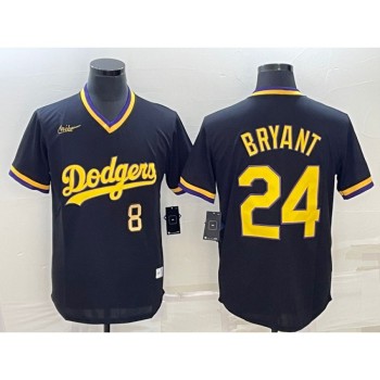 Men's Los Angeles Dodgers Front #8 Back #24 Kobe Bryant Black Gold Stitched Jersey Men's Los Angeles Dodgers Front #8 Back #24 Kobe Bryant Black Gold Stitched Jersey