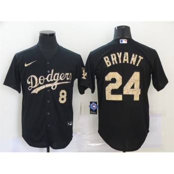 Men's Los Angeles Dodgers Front #8 Back #24 Kobe Bryant Black Stitched Base Stitched Jersey Men's Los Angeles Dodgers Front #8 Back #24 Kobe Bryant Black Stitched Base Stitched Jersey