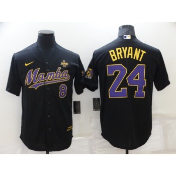 Men's Los Angeles Dodgers Front #8 Back #24 Kobe Bryant Black 'Mamba'Throwback With KB Patch Cool Base Stitched Jersey Men's Los Angeles Dodgers Front #8 Back #24 Kobe Bryant Black 'Mamba'Throwback With KB Patch Cool Base Stitched Jersey