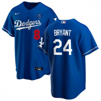 Men's Los Angeles Dodgers Front #8 Back #24 Kobe Bryant Blue 2020 KB Patch Cool Base Stitched Jersey Men's Los Angeles Dodgers Front #8 Back #24 Kobe Bryant Blue 2020 KB Patch Cool Base Stitched Jersey